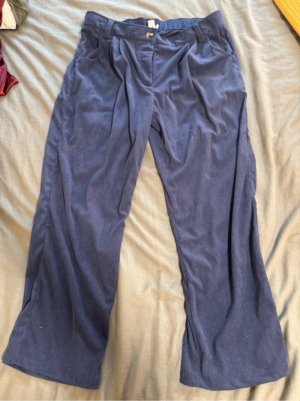 HALARA Navy Blue Corduroy Wide-Leg Pants